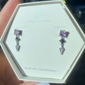 Bomb Party Earrings- Color Me Glamorous Hematite Plating Rose Quartz Cubic Zur